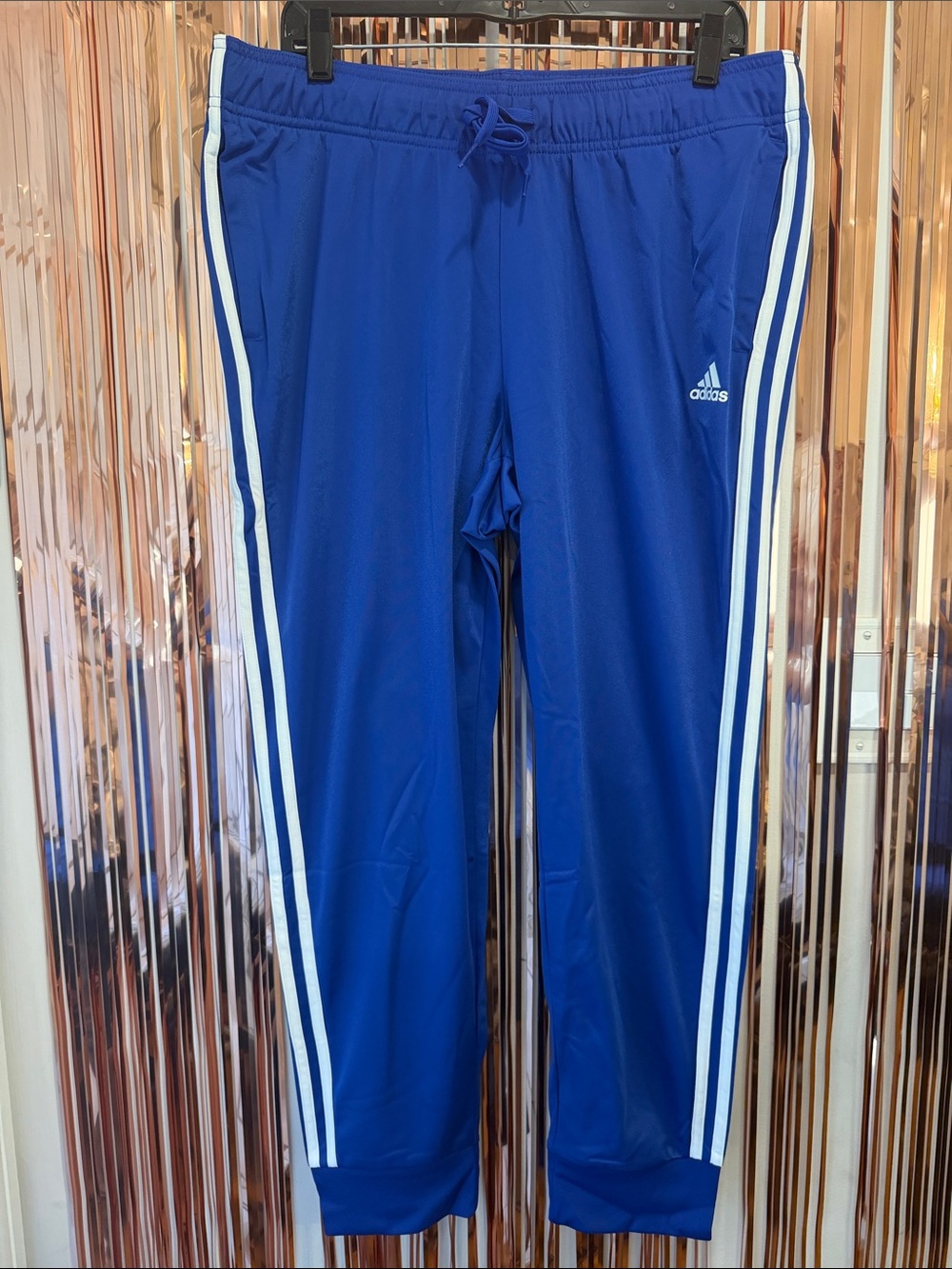 adidas Royal Blue Track Pants with White Side Stripes